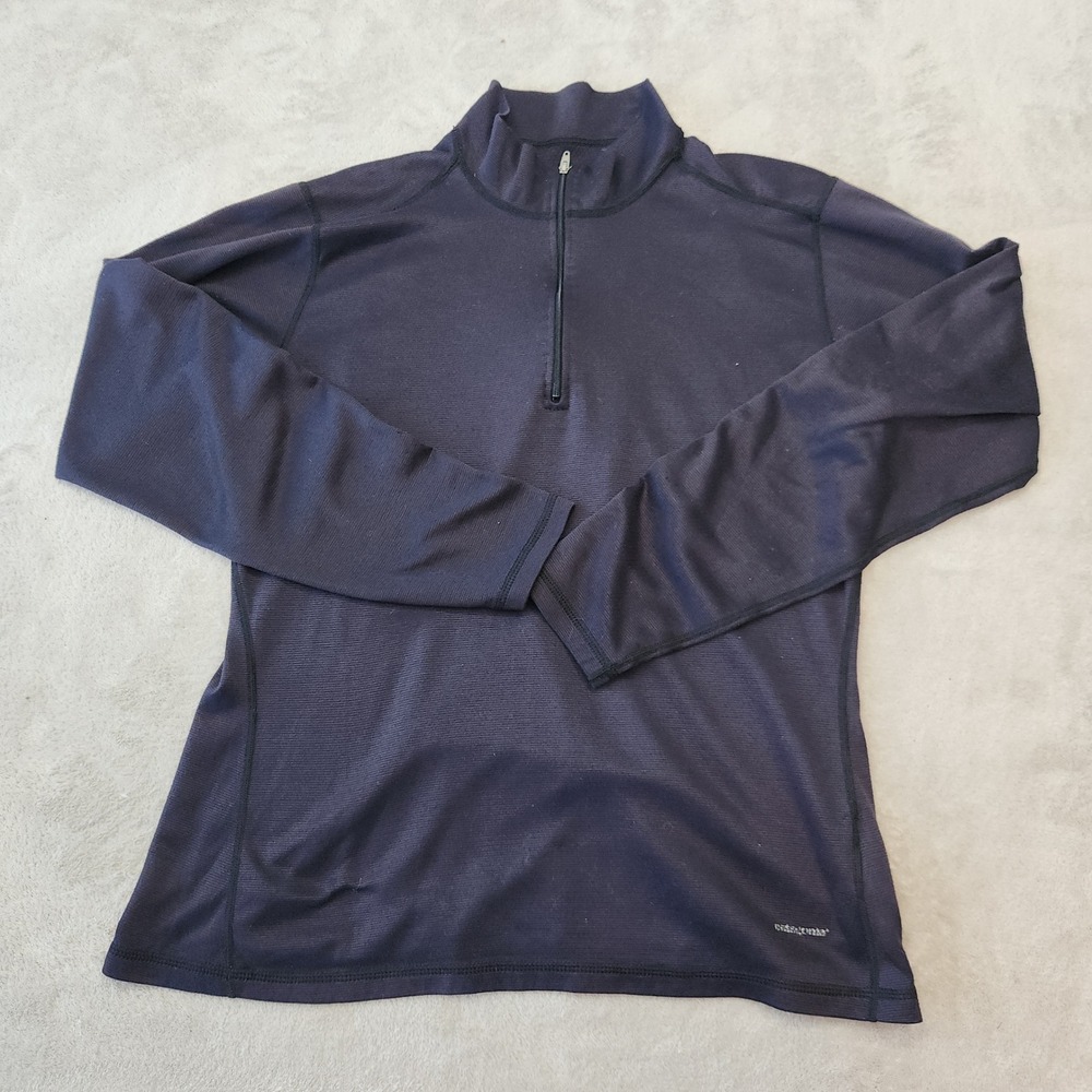 Patagonia Capilene 1/4 Zip Black Womens Large Pullover Base Layer